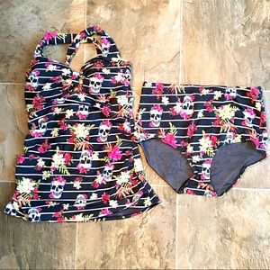 BNWOT Torrid Brand 2-Piece Skull Swimsuit